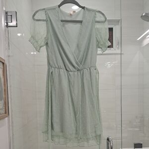 Nordstrom Mint Green Mini Dress with Tie